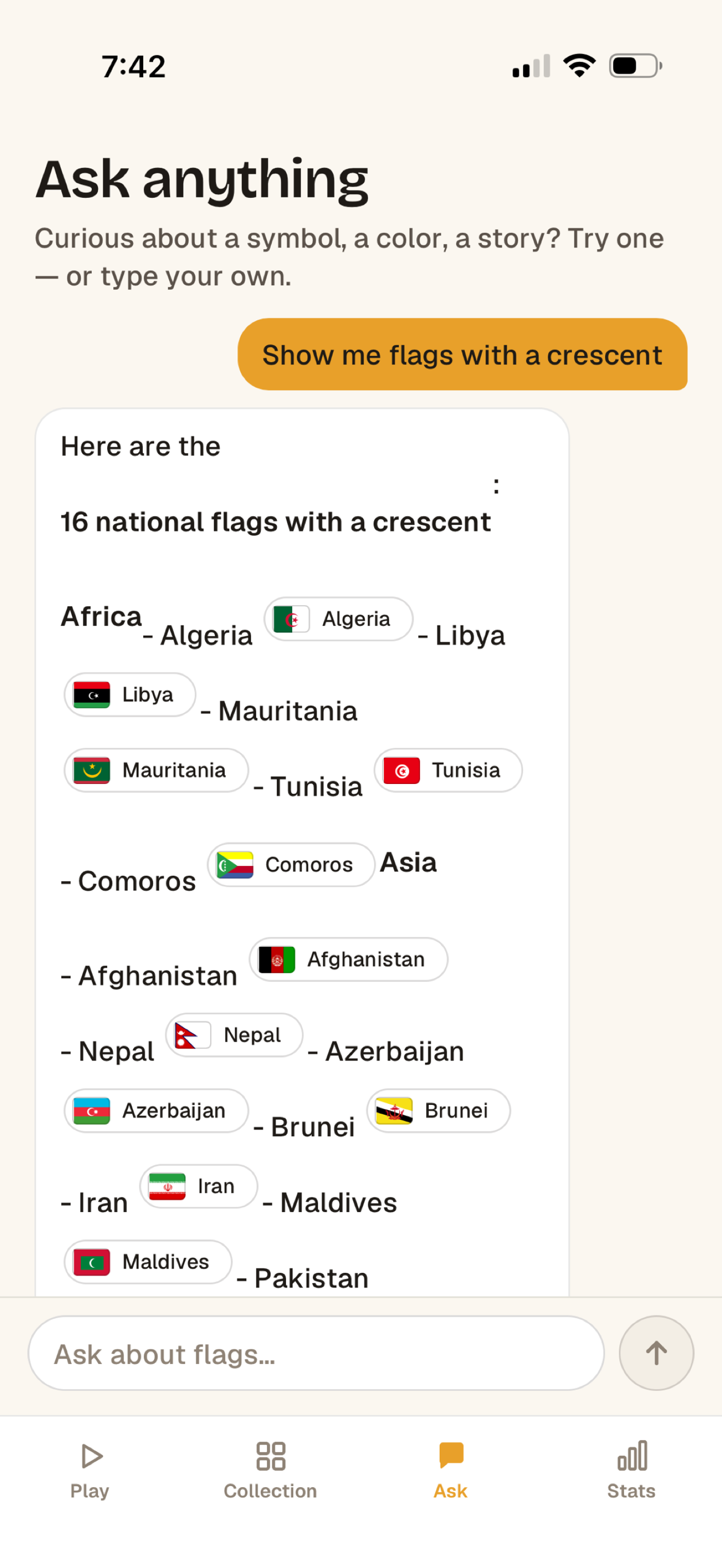 The Ask assistant answering a flag question